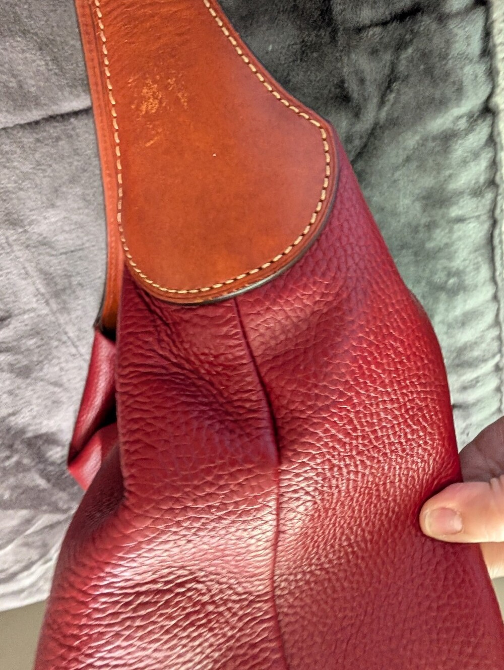 Dooney& Bourke Burgundy Leather Shoulder Hobo Bag with Gold Hardware - Picture 7 of 15